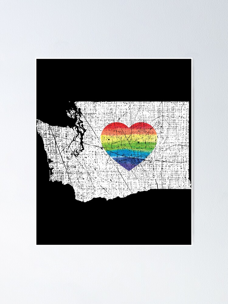 Washington Gay Pride Heart Rainbow Flag Lgbt Month Lesbian Bisexual