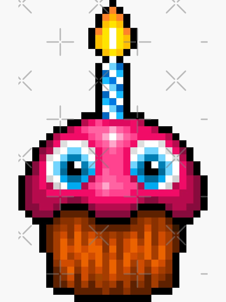 Five Nights At Freddy S 2 Pixel Art Cupcake No Plate Sticker