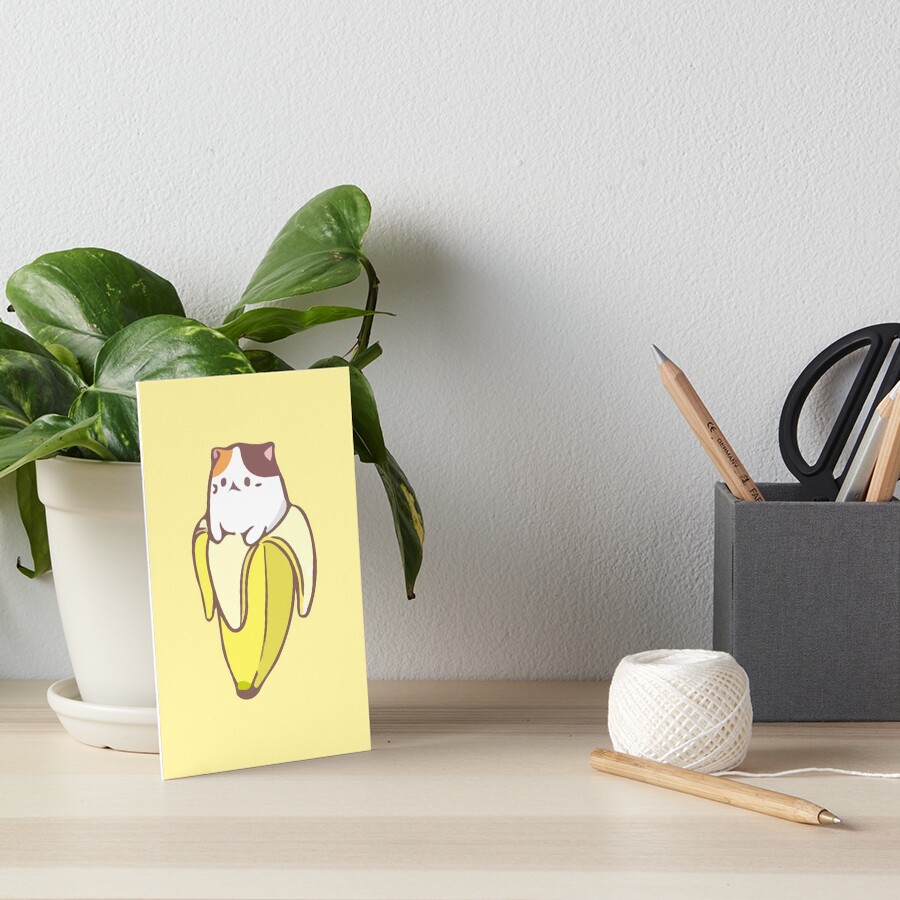 Kawaii Bananya Banana Anime Cat Anime Art Board Print By Migii