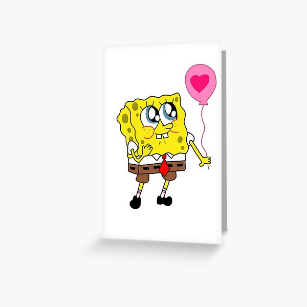 Cute Spongebob Squarepants With Baloon Greeting Card For Sale By