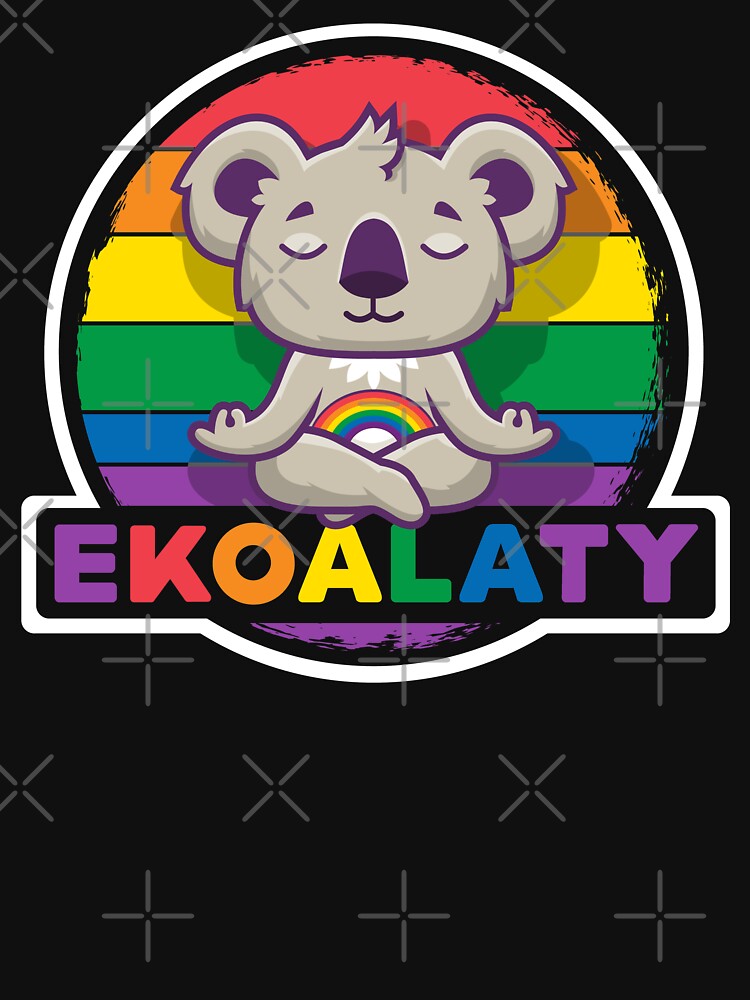 Ekoalaty LGBT Koala Bear Rainbow Flag Gay Pride Enlightened Yoga T