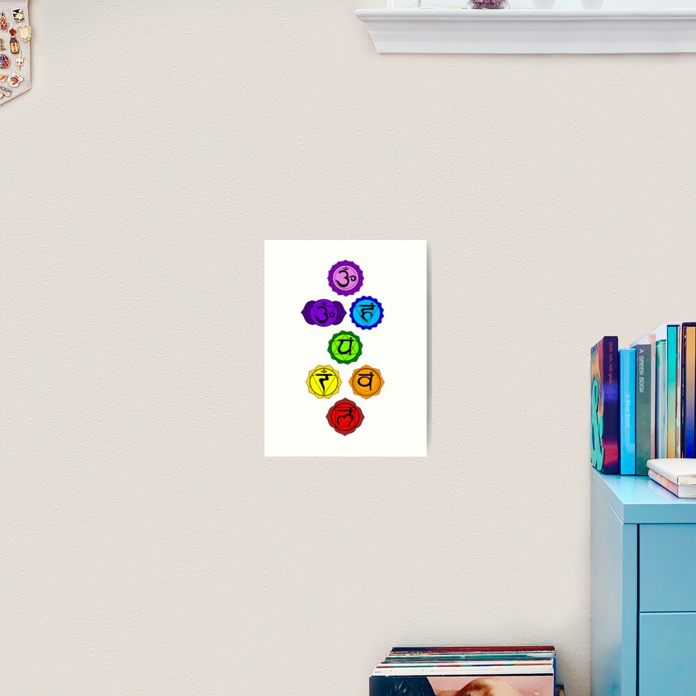 Yoga Reiki Seven Chakras Symbols Vertical Template Art Print For Sale