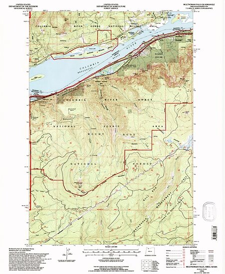 Usgs Topo Map Oregon Or Multnomah Falls 280890 1994 24000 Posters By Wetdryvac Redbubble 7879