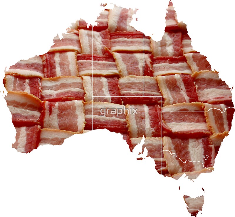 "Australia Australian Bacon Map Woven Strips" Stickers by graphix