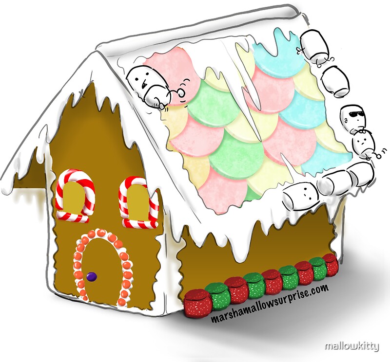 "Gingerbread Marshmallow House" Stickers by mallowkitty Redbubble