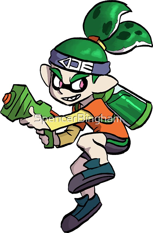 "Splatoon Sticker Inkling Boy (Green)" Stickers by SpencerBingham Redbubble