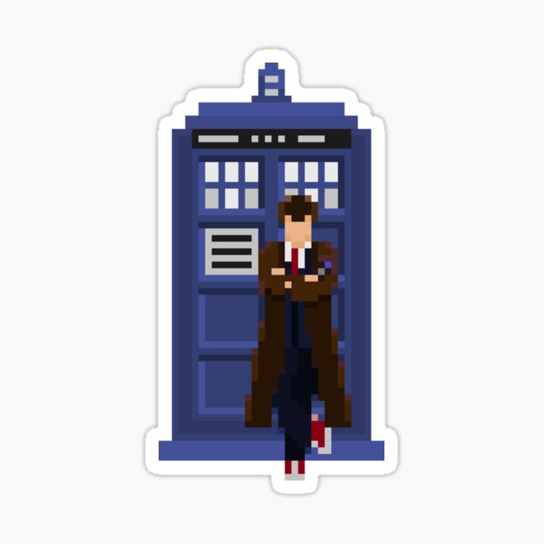 Th Doctor And Tardis Pixel Art Sticker For Sale By Connor Jeffries