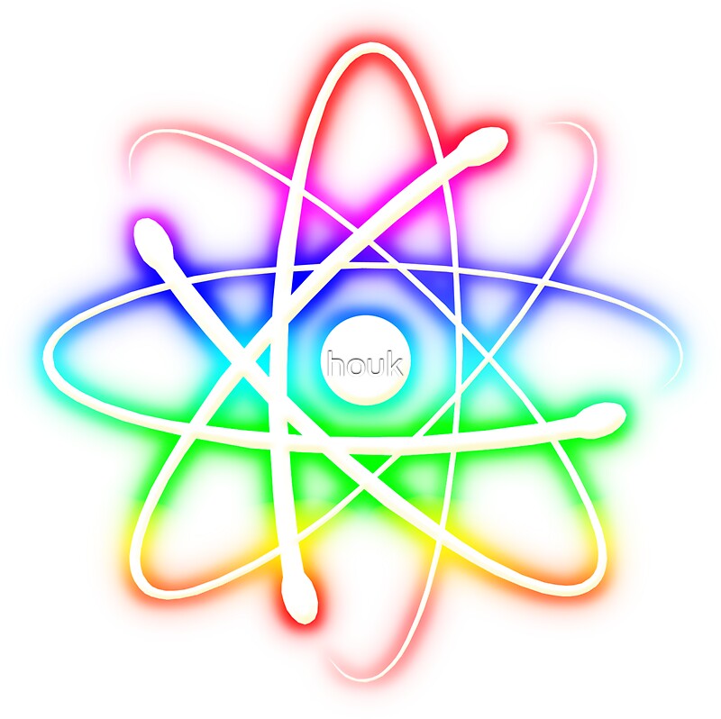 "Colorful Glowing Atomic Symbol " Stickers by houk | Redbubble