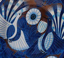 Mexican Plate with Blue Birds - Plato Mexicano con Pajaros Azules by PtoVallartaMex