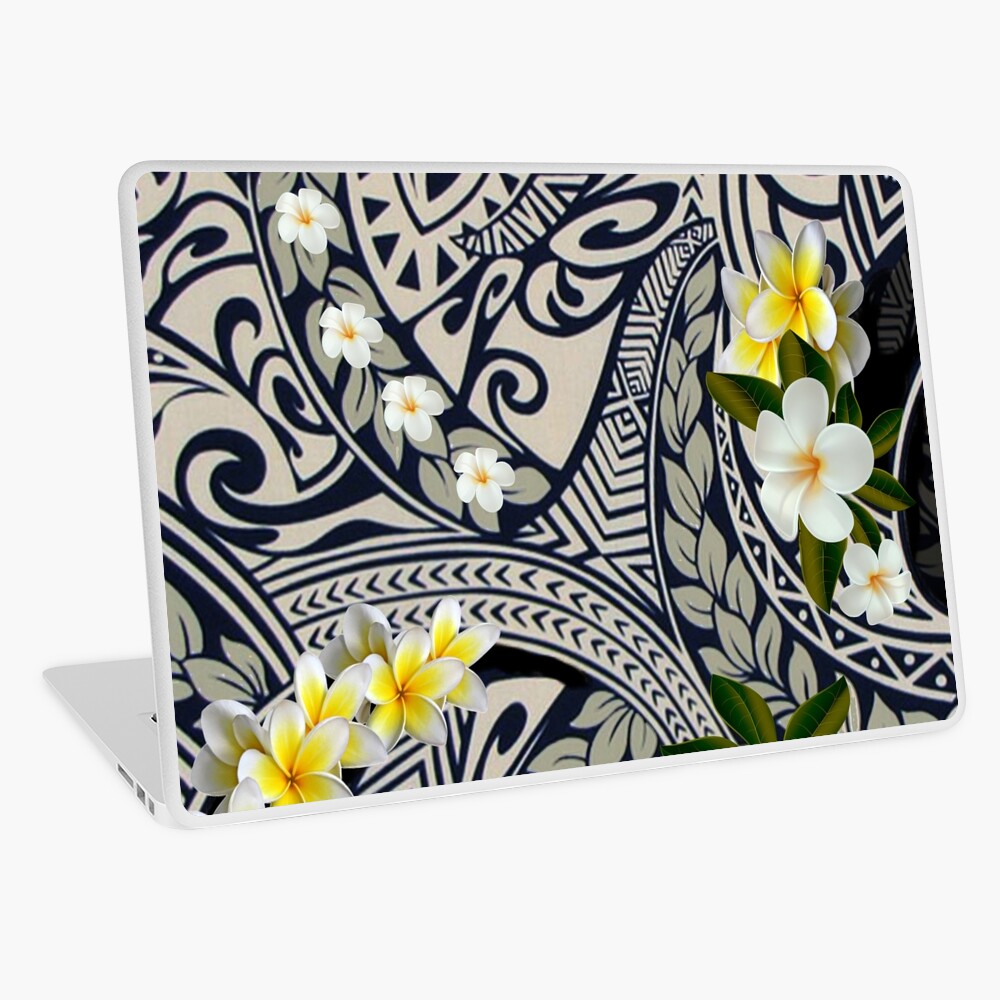 Traditional Hawaiian Tapa And Plumeria Laptop Skin For Sale By