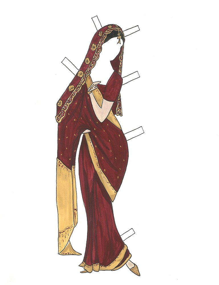 "Indian Bride Paper Doll" by EmClarke979 Redbubble