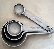 Vintage Measuring Spoons - kitchen art oil painting by LindaAppleArt