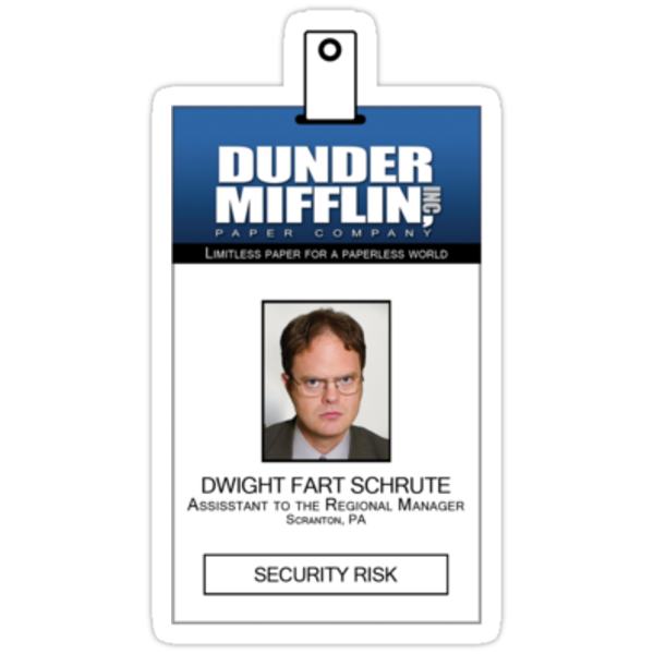 "Dwight Schrute The Office ID Badge Shirt" Stickers by zorpzorp Redbubble