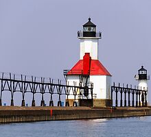 North Pier Lights, St. Joseph, Michigan by Kenneth Keifer