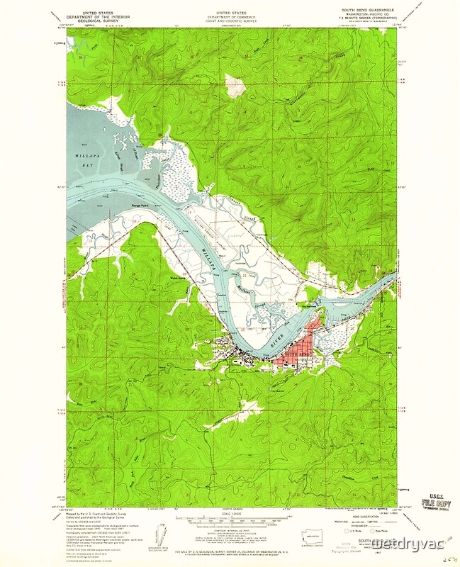 "USGS Topo Map Washington State WA South Bend 243868 1957 24000