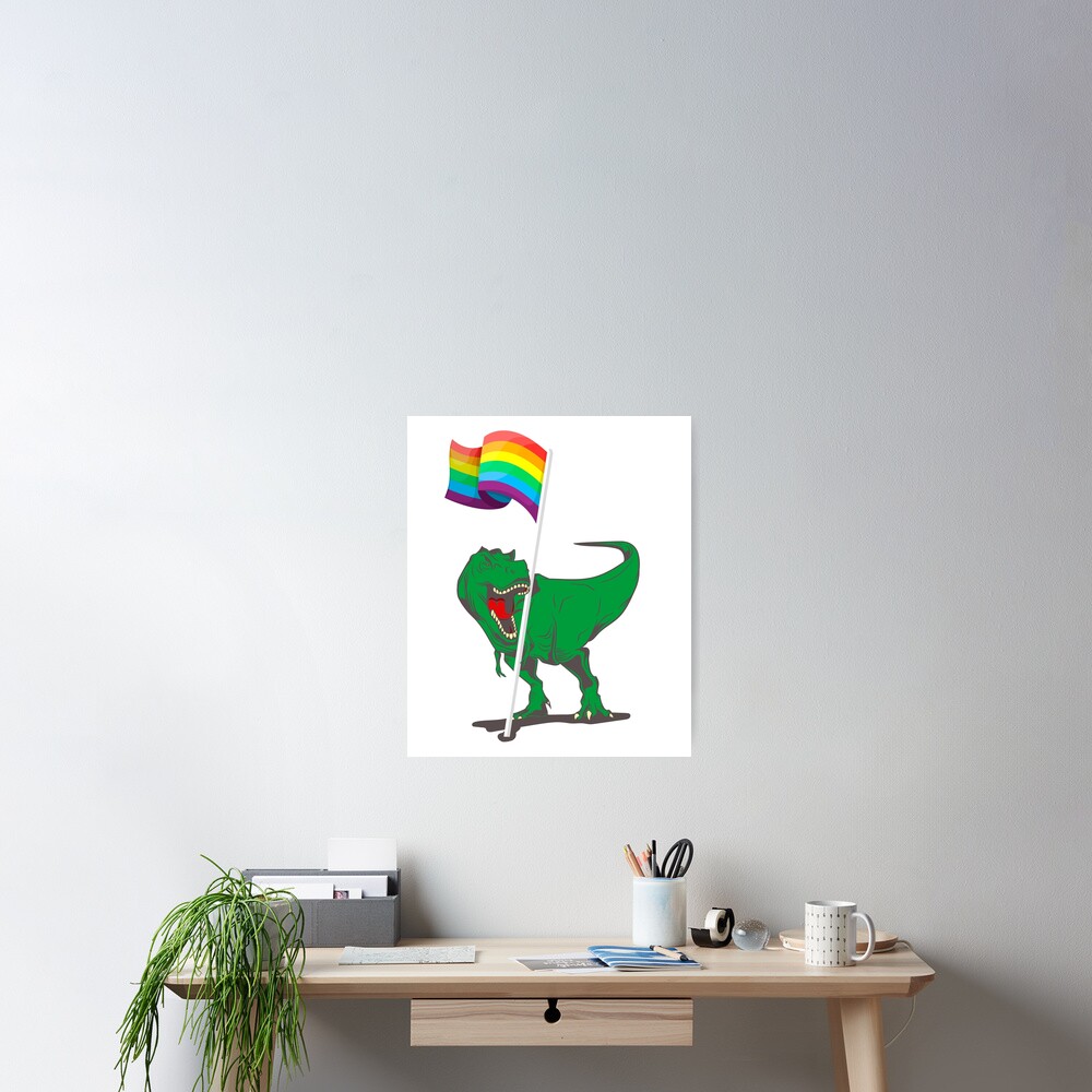 Dinosaur Lgbt Flag Rainbow Pride Gay Lesbian Flags Gift Poster For