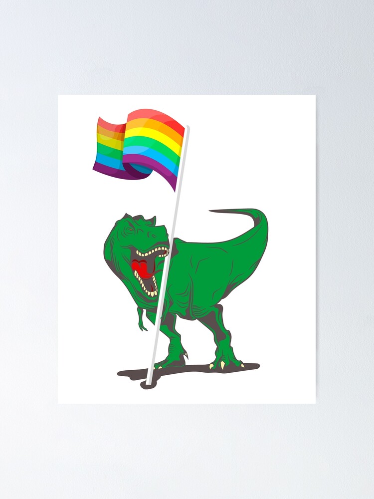 Dinosaur Lgbt Flag Rainbow Pride Gay Lesbian Flags Gift Poster For