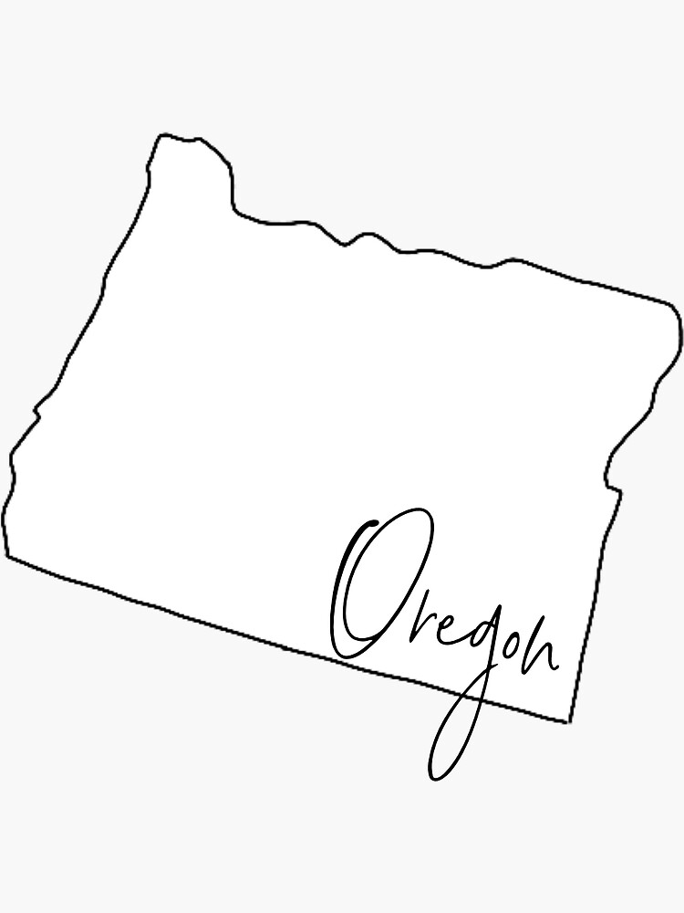 Oregon Cursive State Outline Sticker By Cydneyabel Redbubble