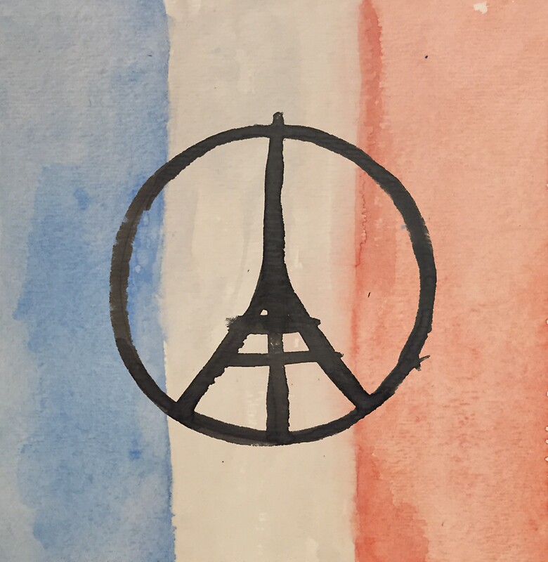 "Paris Peace Symbol Eiffel Tower French Tricolor" Stickers by podartist