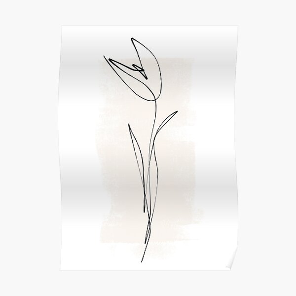 Abstract Tulip Minimal One Line Drawing Poster By MenegaSabidussi