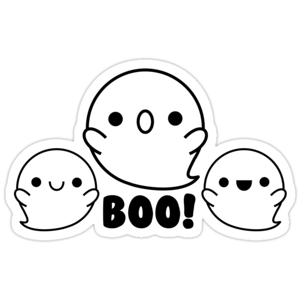 Halloween Adorable Kawaii Ghosts Stickers By Hellohappy Redbubble