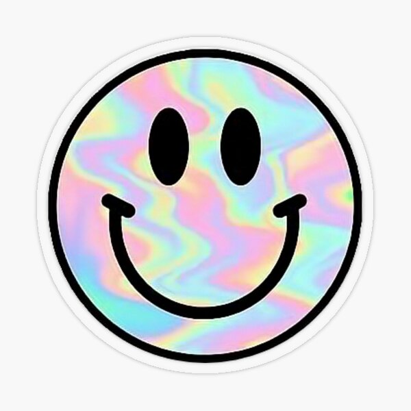 Trippy Holographic Smiley Face Sticker By Tessloftin Redbubble