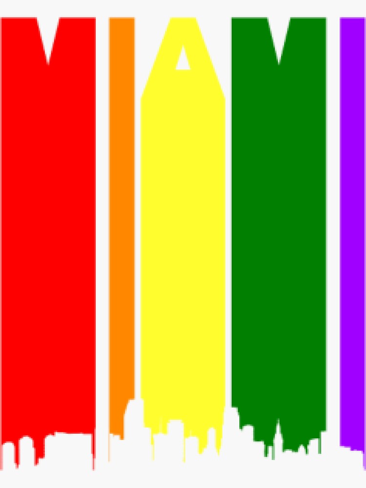 Miami Florida Rainbow Skyline Lgbt Gay Pride Sticker For Sale By