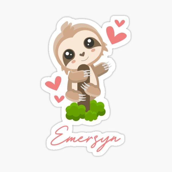 Emersyn Sloth Baby Girl Cute Hearts Sticker For Sale By Hellofromaja