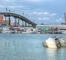 Boat sunk at Potter's Cay in Nassau, The Bahamas by 242Digital