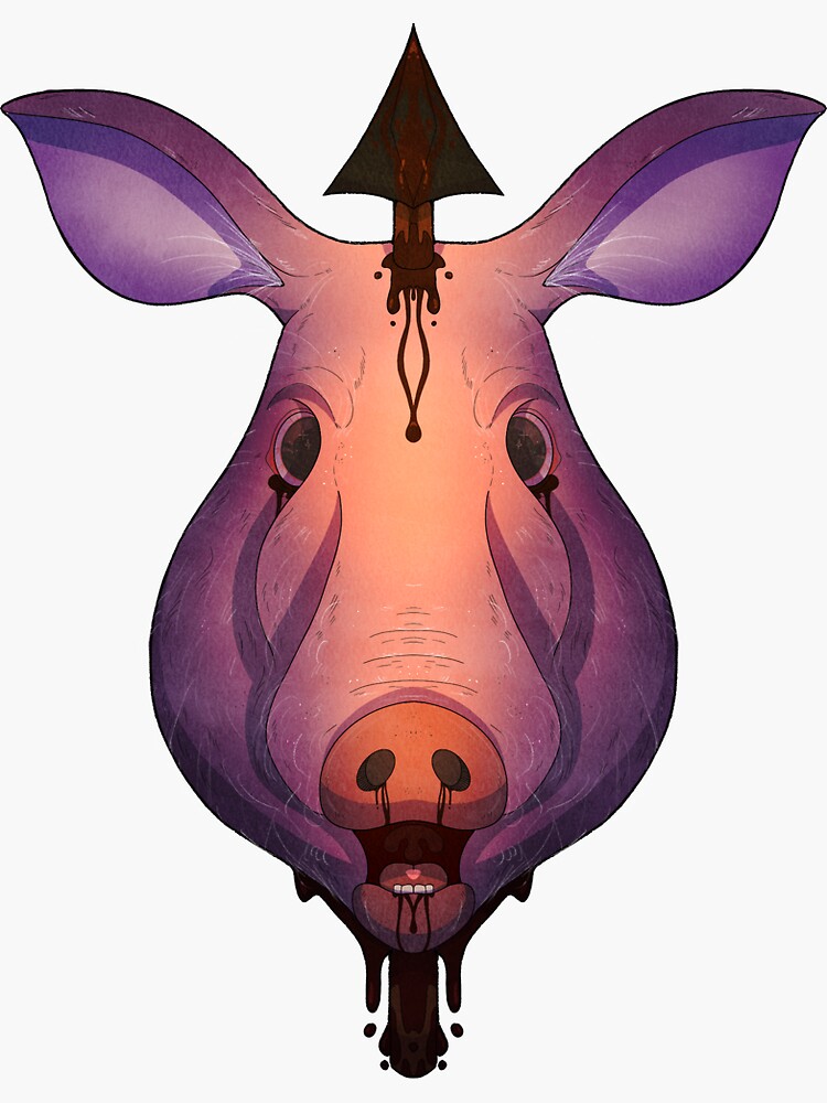Lord Of The Flies Pig Sticker For Sale By Sketch Mutt Redbubble