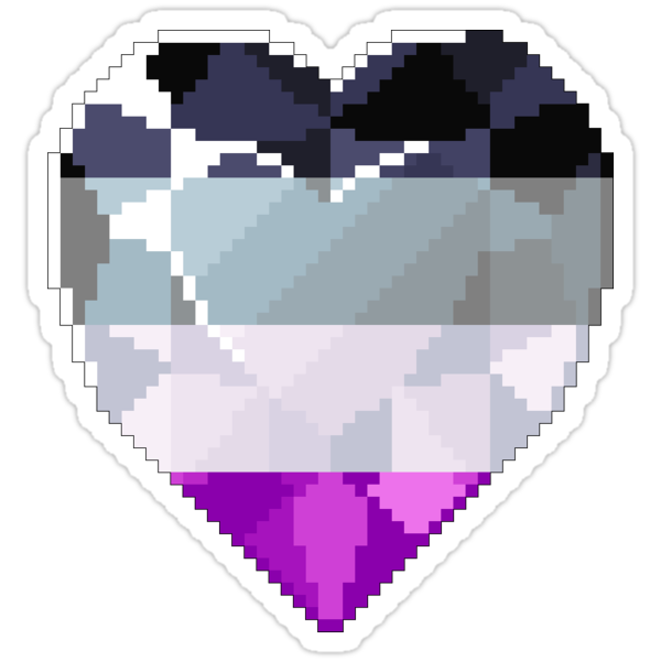Pixel Pride Heart Gem Asexual Flag Stickers By Sleepyspooks Redbubble