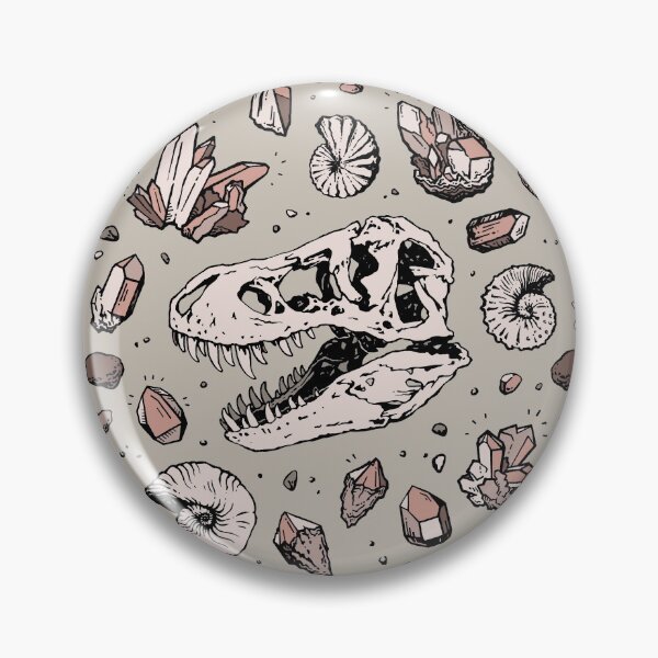 Geo Rex Vortex Rose Quartz Dinosaur Skull Fossil Art Pin For Sale