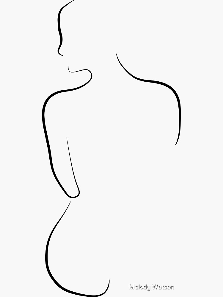 Naked Body Outline Drawing Of A Woman Almost Alexa Sticker For Sale