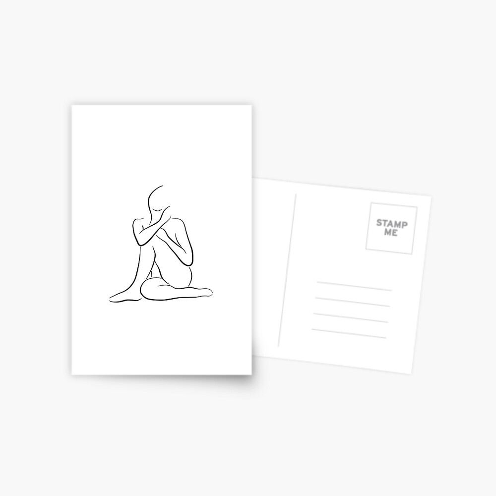 Minimalist Nude Woman Line Drawing Loyal Liliana Postcard For Sale