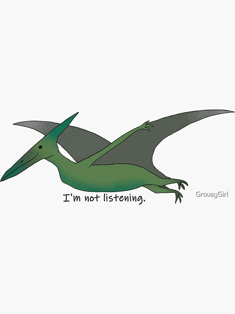 Cute Impolite Pterodactyl Sticker By Grousygirl Redbubble