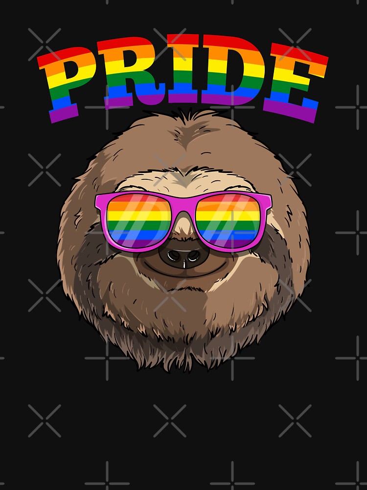 Gay Pride Sloth With LGBT Rainbow Sunglasses T Shirt By Fatamyfan1