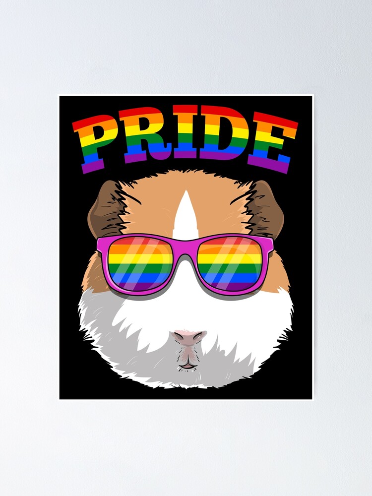 Gay Pride Guinea Pig With Lgbt Rainbow Sunglasses Poster For Sale By