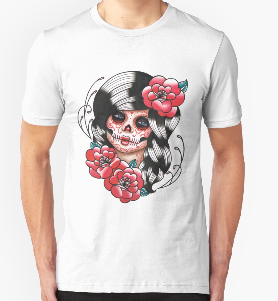 Tattoo Flash Hoodie | quot day of the dead sugar skull girl tattoo flash shirt quot t Tattoo Flash Hoodie | quot day of the dead sugar skull girl tattoo flash shirt quot t