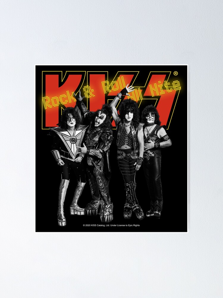 KISS Rock Roll All Nite Full Up Yellow And Red Poster By