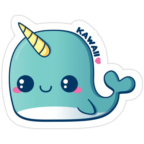 "Kawaii Blue Narwhal" Stickers by pai-thagoras | Redbubble