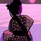 Lonely samurai and moonlight by CatchyLittleArt