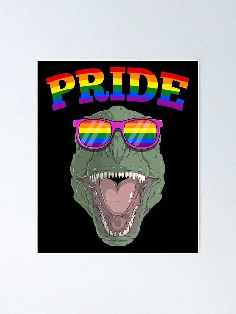 Gay Pride Tyrannosaurus Rex Dinosaur With Lgbt Rainbow Sunglasses