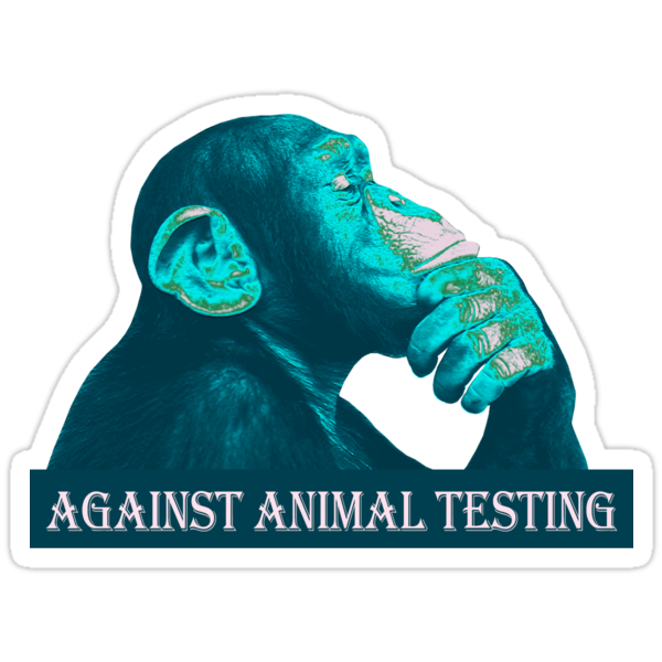 "AGAINST ANIMAL TESTING" Stickers by fuxart | Redbubble