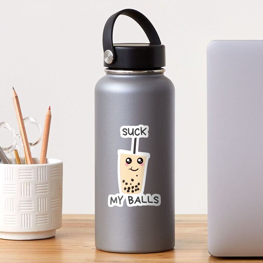 Suck My Balls Bubble Tea Drink Funny Boba Sticker By Hasnimed Redbubble