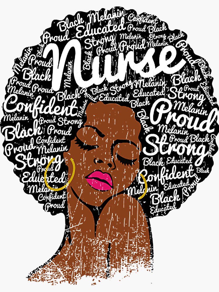 Nurse Nurse Black Woman Natural Hair Words In Afro Nursing Sticker