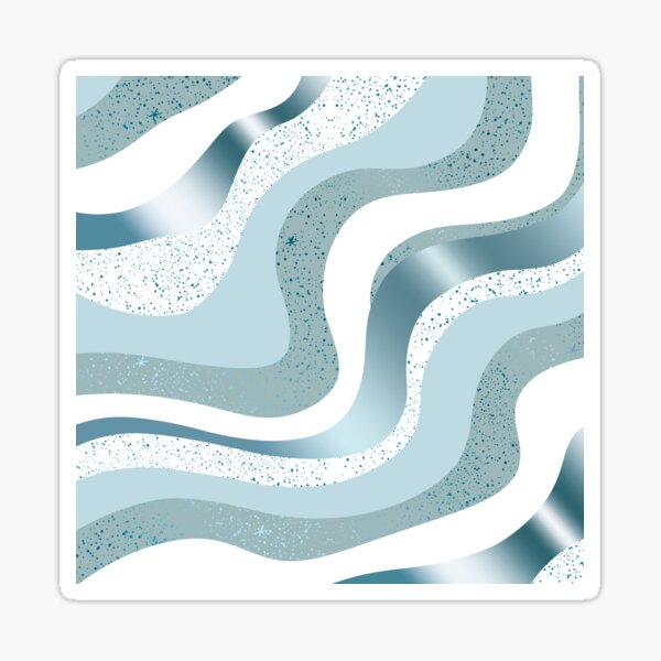 Modern Groovy Design Aesthetic Ocean Blue Sticker For Sale By