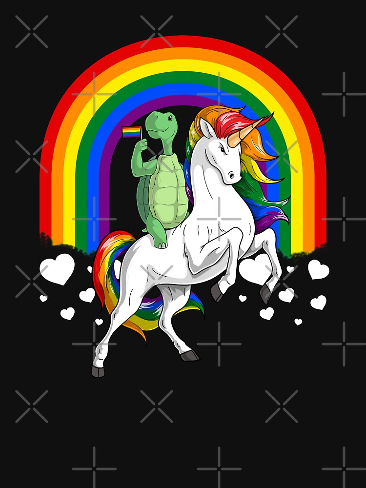 LGBT Cute Turtle Riding Unicorn Gay Pride Rainbow T Shirt For Sale By