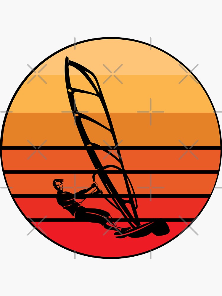 Windsurfing Retro Sunset Sticker For Sale By EstelleStar Redbubble