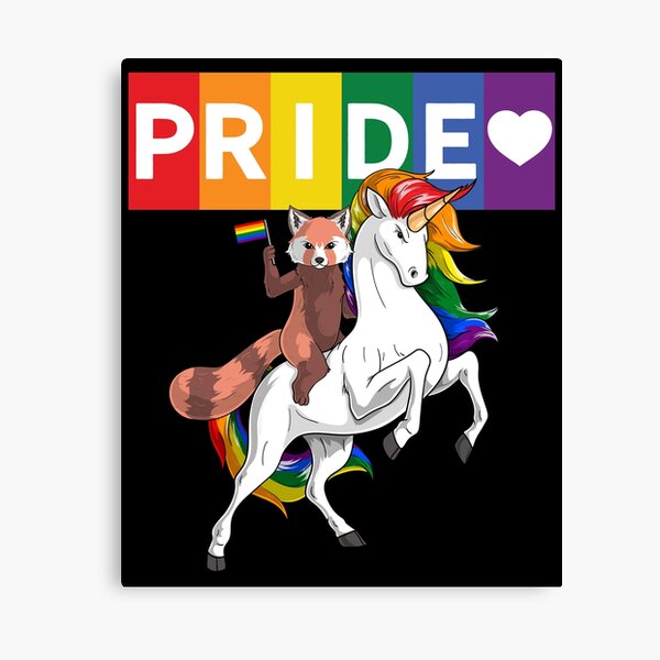 LGBT Gay Pride Red Panda Riding Unicorn Haters Gonna Hate Canvas