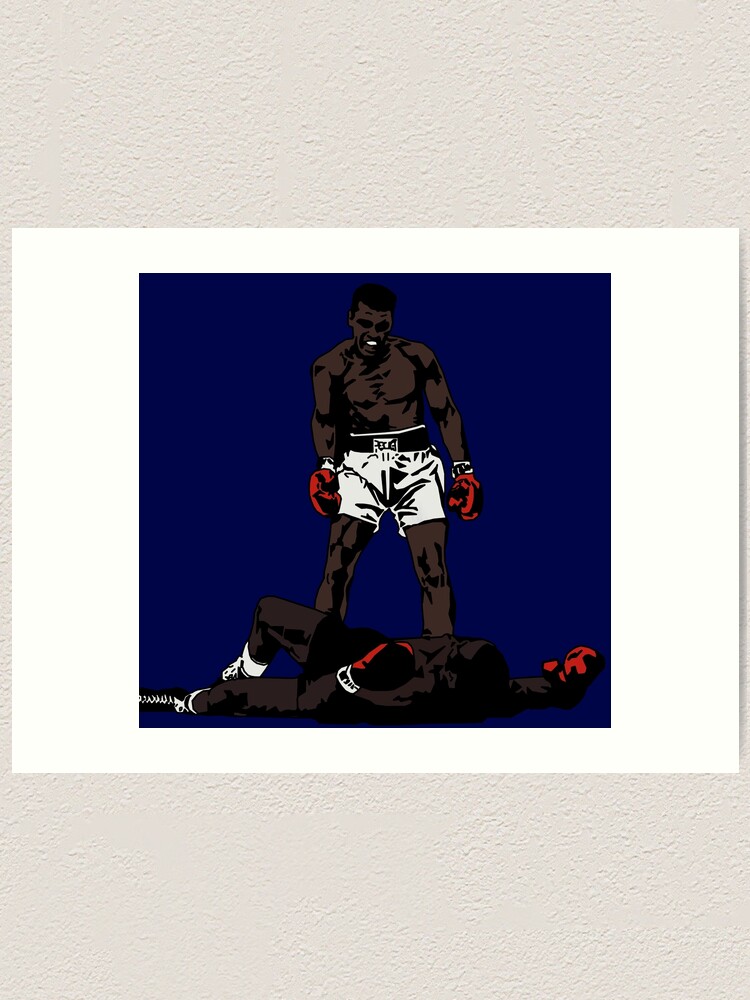 Muhammad Ali Vs Liston Graphic Drawing With Blue Background Art Print